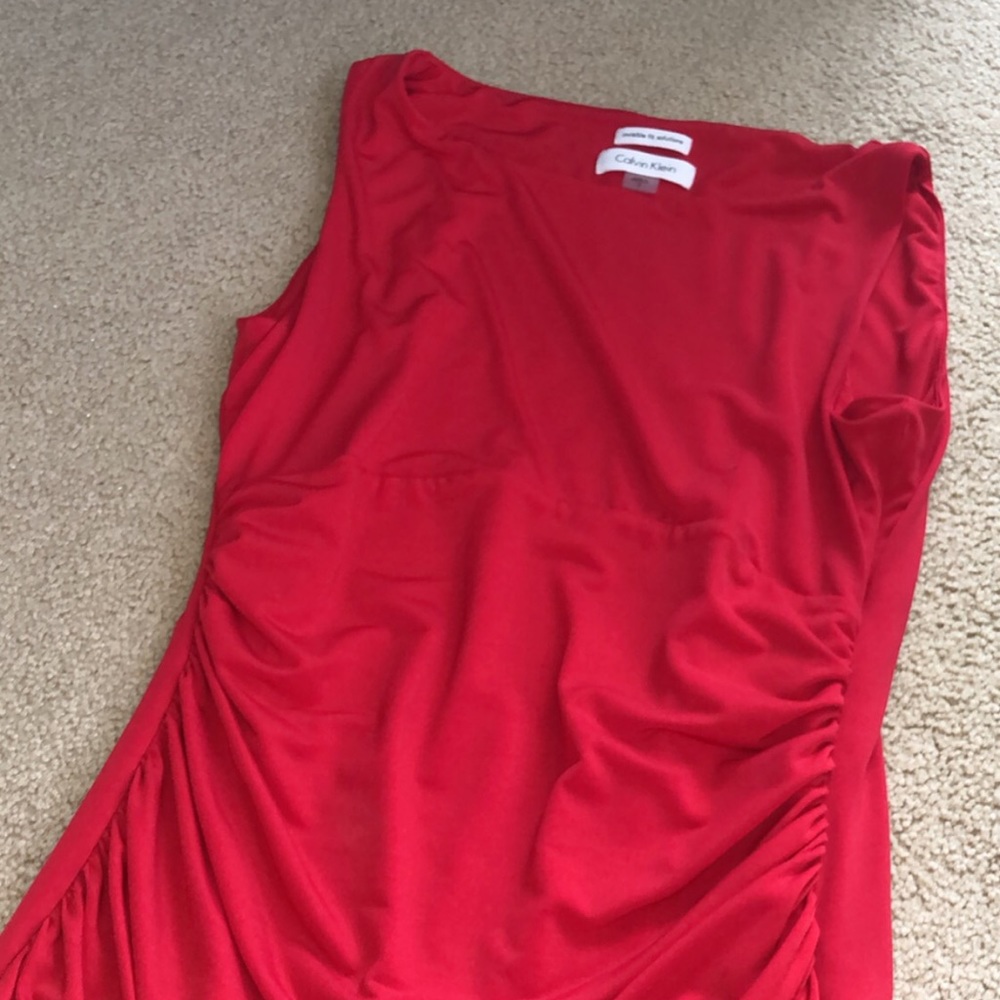 calvin klein fitted red blouse